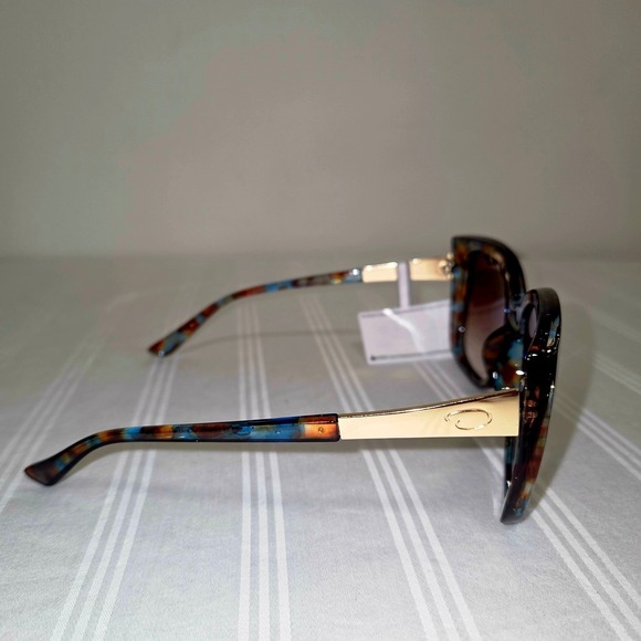 Oscar de la Renta Luxury Oversized Blue Tortoise Square Sunglasses Women